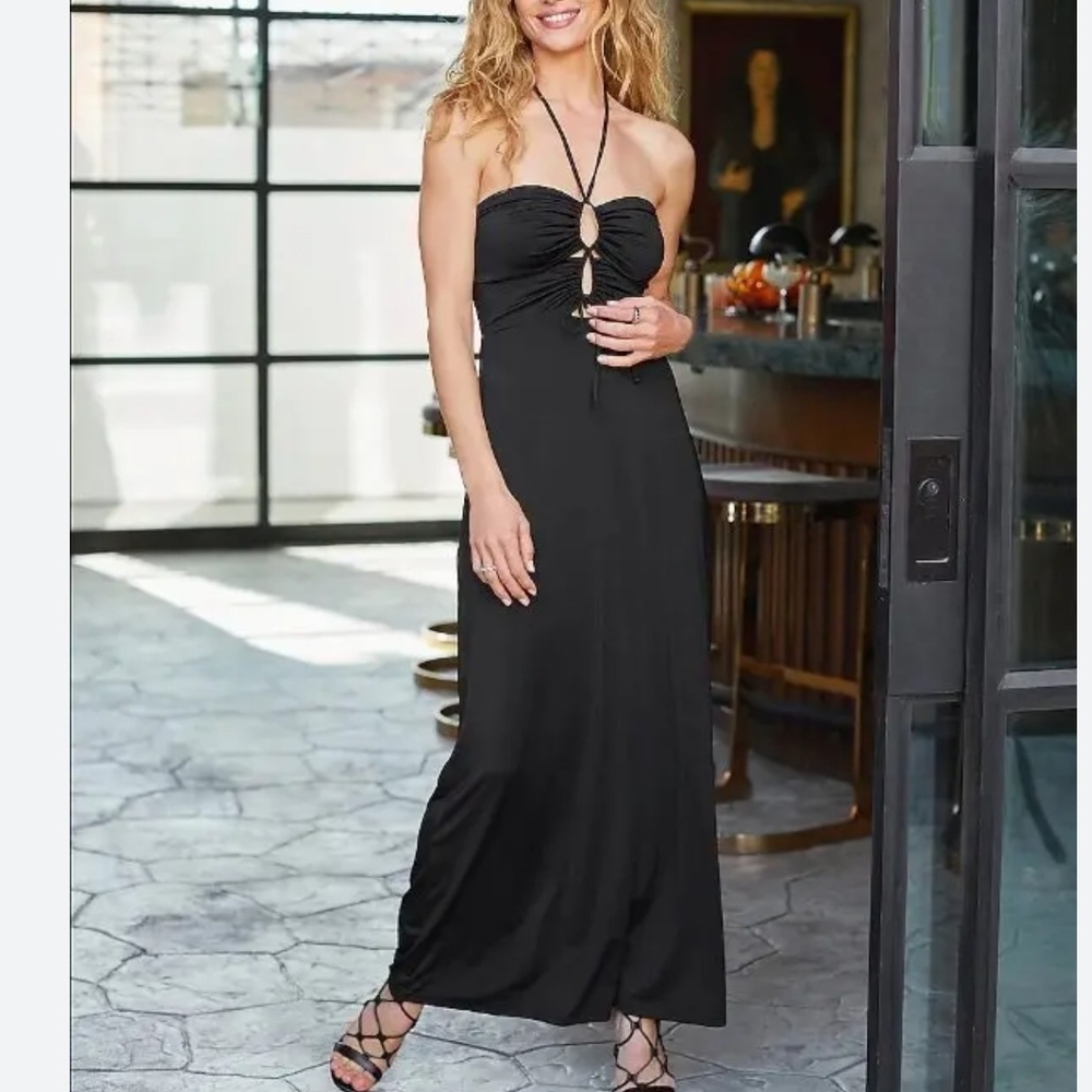 Express Black Strapless Maxi Dress